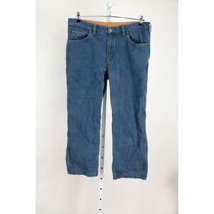 Duluth Trading Jeans Mens 38x30 Actual 36x27 Flannel Lined Relaxed Fit Blue